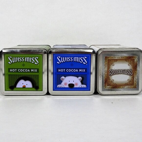 Lot of 3 Swiss Miss Empty Chocolate Cocoa Tins Penguin Bear Holiday Winter EUC - Picture 4 of 5